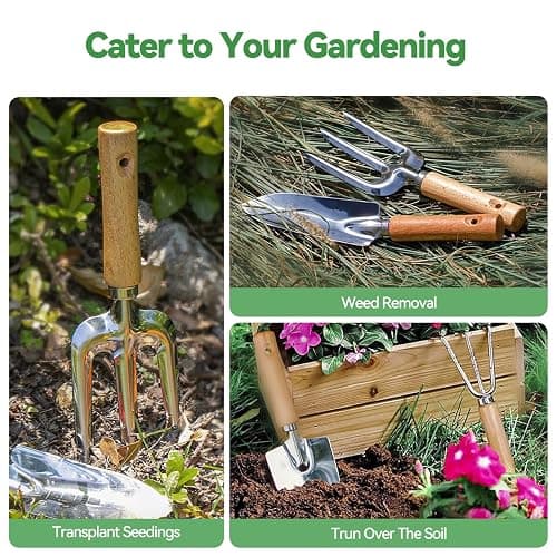 Gardening Tools 9-Piece Heavy Duty Garden Hand Tools with Fashion and Durable Garden Tools Organizer Handbag, Rust-Proof Garden Tool Set, Ideal Gardening Gifts for Women thumbnail 6