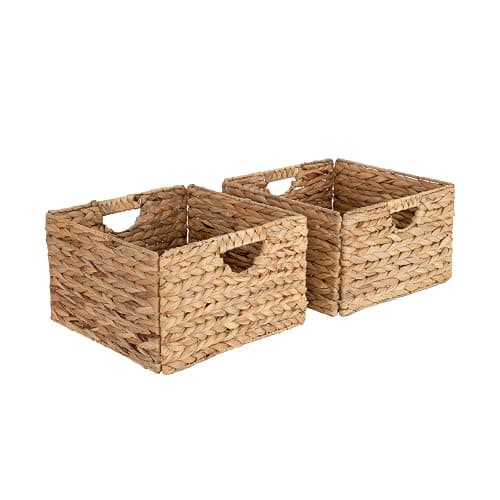 Seville Classics Premium Natural Handwoven Portable Laundry Bin Basket with Carrying Handles, Household Storage for Clothes, Linens, Sheets, Toys, Natural Water Hyacinth, Rectangular (2-Pack) - Image 1