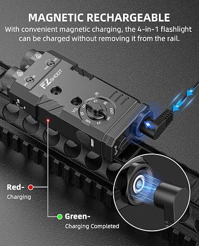 EZshoot 1600 Lumens Rifle Flashlight/IR Illuminator with Green/IR Laser 4-in-1 Combo Magnetic Rechargeable, IR Flashlight for Rifle with Remote Switch, Compatible with Picatinny and M-Rail thumbnail 8