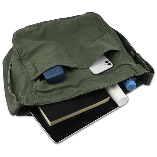 Canvas Hobo Crossbody Shoulder Tote Bag for Women and Men W/Multi-pocket Casual Purse Messenger Bags Travel Work thumbnail 4