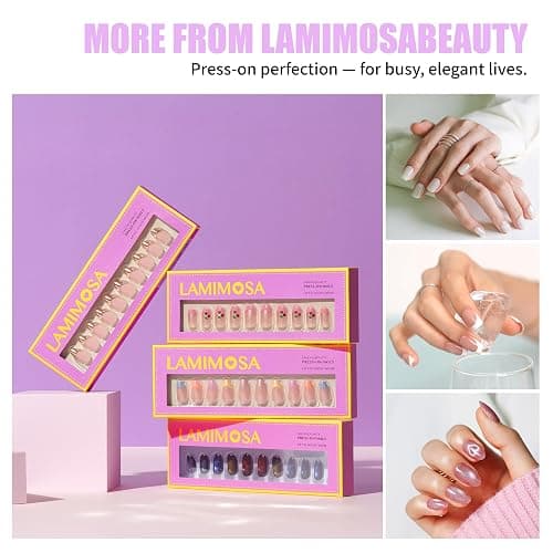 LAMIMOSA 32Pcs Press On Nails Short Almond – Soft Gel Fake Nails in 16 Sizes, Stripe Design Glue on Nails, Pink Stick On Nails kit, Spring Summer Artificial Nails, CANDY STRIPES thumbnail 9
