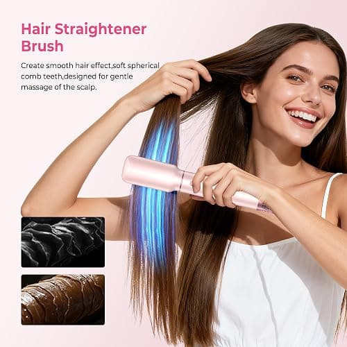 Atopskins 5 in 1 Hair Dryer Brush Set, Hot Air Styler, Detachable Blow Dryer Brush, 3 Heat Settings Auto Curling Wrap Styler, Ionic Hair Styling Tools, Straight Curl Dry Volumiz Smooth (Pink) thumbnail 4