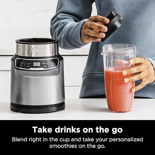 Ninja | Blender | Nutri Pro | Single Serve | For Smoothies, Salsa, Shakes and Frozen Drinks | Includes 2 Smoothie Cups & Lids | Crushes Ice, Fruit & Veggies |Silver | BN401 thumbnail 6
