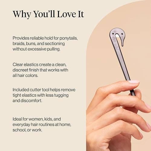 Kitsch Clear Hair Rubber Bands & Black Hair Tie Cutter Tool Set - No-Snag Clear Elastic Hair Ties | Damage-Free & Gentle Hold | Ideal For Daily Use | Women, Kids - 200pcs Set thumbnail 3