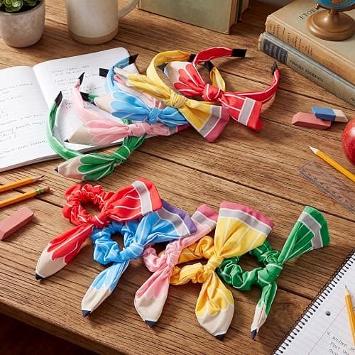 Rivvlive 10 Pcs Back to School Pencil Teacher Headband Girls Hair Bow Ties | Scrunchie Hairbands Set, First Day of School Hair Accessories, Kindergarten Outfits for Kids Teen Girls, Teacher Student Gift thumbnail 5