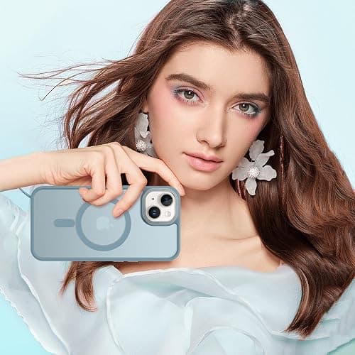 BENTOBEN Compatible with iPhone 15 Plus Case, Translucent Matte Slim Shockproof Magnetic Phone case [Compatible with MagSafe] Women Men Girl Boy Protective Cover for iPhone 15 Plus, Gray Blue thumbnail 7
