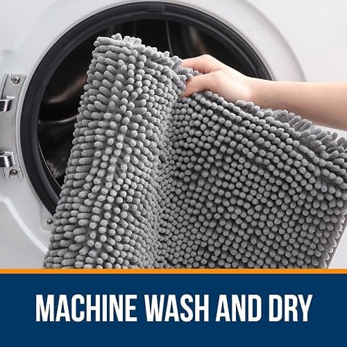 OLANLY Bathroom Rugs 30x20, Extra Soft Absorbent Chenille Bath Rugs, Rubber Backing Quick Dry, Machine Washable Bath Mats for Bathroom Floor, Tub and Shower, Home Decor Accessories, Grey - Grey - 30" x 20" thumbnail 5