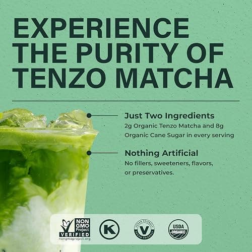 Tenzo Matcha Green Tea Powder, Organic Cafe Sweetened Matcha Latte Green Tea Powder, Ceremonial Barista Crafted Mix - Authentically Japanese - Matcha Latte Mix (5.29 Ounce) thumbnail 5