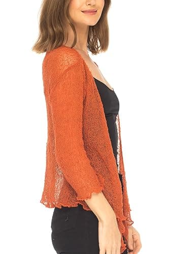 SHU-SHI Sheer Summer Shrug Cardigan Lightweight Mesh Knit Tie Front Cover Up for Dresses, Evenings, Beach thumbnail 5