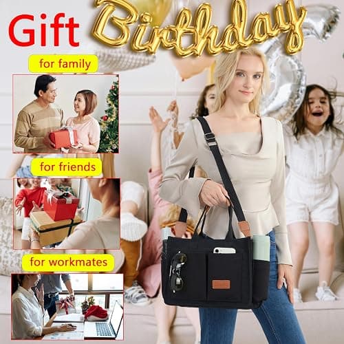 ZHMO Canvas Tote Bag for Women,Women's Bags Crossbody Bags Work Laptop Tote Bag Large Handbags Purse for Travel Nurse Teacher thumbnail 8