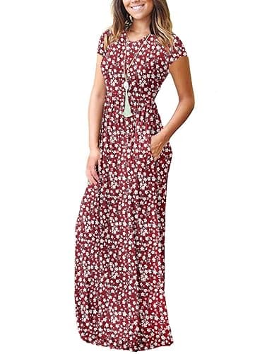 MISFAY Women Short Sleeve Loose Plain Maxi Dresses Casual Long Dresses Pockets thumbnail 2