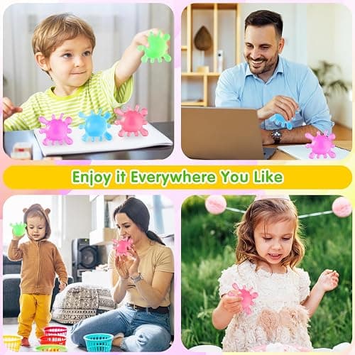 1 Pack Fidget Toys Stress Balls for Kids, Splat-Tastic Squishy Toy, Stress Splat Toy, Squishies Anxiety Stress Relief, Ice Squishy Stress Sensory Cube Malt Sugar Balls with Autism (Pink) thumbnail 6