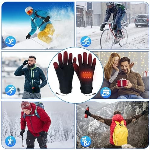 Vilante USB Heated Gloves for Men Women - Electric Hand Warmers with 3 Adjustable Temperatures, Knitted Wool, Full Finger Design, Heated Back and 5 Fingers for Winter thumbnail 7