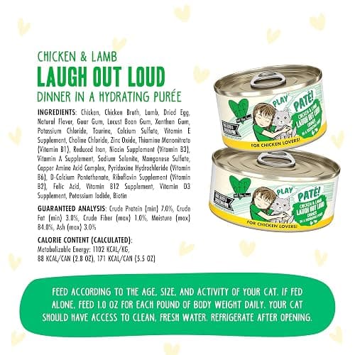 Weruva B.F.F. Play - Best Feline Friend Paté Lovers, Aw Yeah!, Chicken & Lamb Laugh Out Loud with Chicken & Lamb, 5.5oz Can (Pack of 8) thumbnail 4