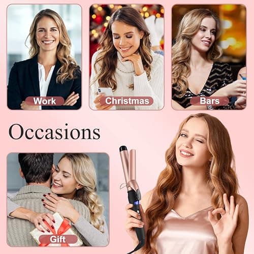 Curling Wand 32MM Curling Tongs with cilp Large Barrel Curling Iron Adjustable Temperature, Professional Hair Curler with Glove for Long & Medium Hair, Dual Voltage thumbnail 5