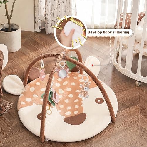 2PM SPORTS Baby Play Gym Tummy Time Play Mat with 5 Detachable Toys – Deer Theme, Machine Washable Baby Playmat for Sensory Development, Activity Mat for Newborn Infant 0-6 6-12 Months, Baby Gift thumbnail 9