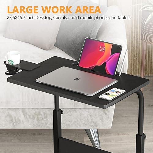 Klvied Small Standing Desk Adjustable Height, Portable Treadmill Desk, Mobile Table Ideal for Laptops and Tablets, Black thumbnail 8