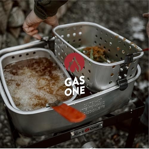 Gas One Double Fryer with 2 Baskets Propane Burners for Outdoor Cooking – Heavy Duty 18Qt Aluminum Pot Outdoor Deep Fryer with Cast Iron Burner – Propane Deep Fryer with Thermometer thumbnail 3
