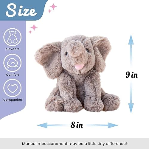 Hopearl Adorable Plush Calf Elephant Toy Floppy Elephish Ultra Soft Stuffed Animal Gift for Boys Girls Kids Toddlers, Gray, 9'' thumbnail 3