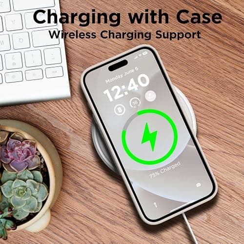 COFFKER Compatible with iPhone 15 Pro Case, Liquid Silicone Case, Full Body Shockproof Protective Cover Slim Thin Phone Case with Soft Anti-Scratch Microfiber Lining, 6.1 inch-Stone thumbnail 5