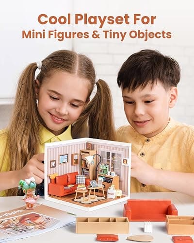 Rolife DIY Miniature Plastic House Building Set Toys Playset with LED Suitable for Mini Figures Construction Toys Diorama Kit Gifts for Teens Adults (Cozy Living Lounge) thumbnail 5