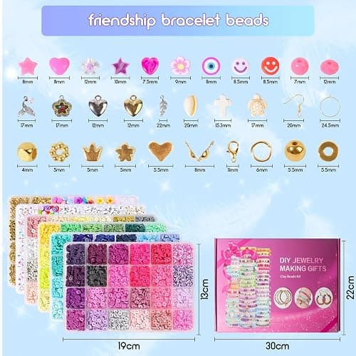18000 Pcs Clay Beads Bracelet Making Kit 6 Boxes 96 Colors Friendship Jewelry Making kit Polymer Set with 1000 Letter Beads and 850 Charms Crafts thumbnail 4