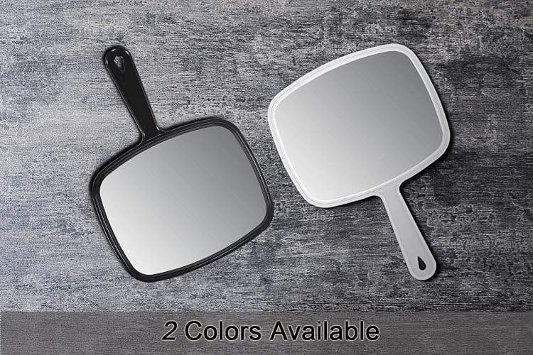 PROTECLE Hand Mirror, 10.3" L x 7.4" W Salon Barber Hairdressing Handheld Mirror with Handle, Square Black thumbnail 6