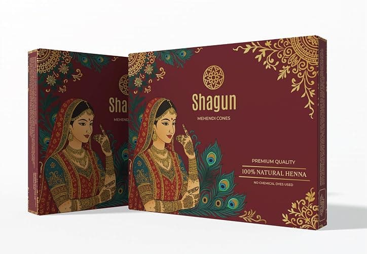Shagun 100% Natural Henna Mehendi Cones x 12 - Ready to use Organic Pure Mehndi thumbnail 3