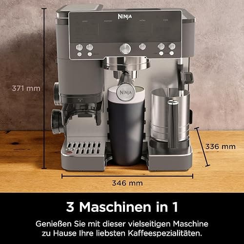 Ninja Luxe Premier 3-in-1 Kaffeemaschine, für Espresso, Cold Brew & Filterkaffee, 4 automatische Schaumeinstellunge, Grau-Metall, ES601EUGM thumbnail 2