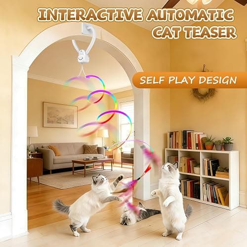 Interactive Cat Toys for Indoor Cats,Automatic Hanging Electric Cat Teaser Door Frame & Doorway,Flying Bird Feather Mouse Wand Enrichment Chase Toy,Safe Self Play for Bored Multi Cats Households thumbnail 2
