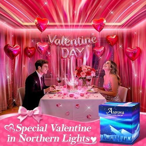 Northern Lights Projector Valentines Day Gifts for Her/Him, 18-Color Sunset Lamp Galaxy Projector Aurora Light Projector for Bedroom,Mood Lighting Room Lights,Cute Stuff Game Room Decor for Teen Girls thumbnail 6
