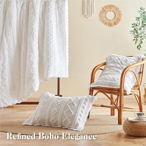 MR&HM White Twin XL Comforter Set for College Dorm, Boho Bedding Set, Bed in a Bag Set 5 Pieces with 1 Comforter, 1 Pillow Shams, 1 Pillowcases, 1 Flat Sheet, 1 Fitted Sheet for All Seasons thumbnail 8