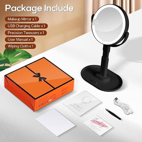 B Beauty Planet Vanity Mirror with Lights, Magnifying Makeup Mirror 30X/1X | Digital Battery Display, Height Adjustable, Tri-Color Dimming, Double-sided Desk Mirror for Bedroom,Gifts for Women 3000mAh thumbnail 7