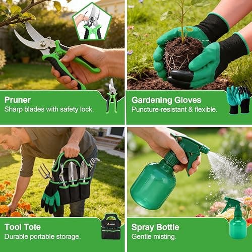 AOZUO Garden Tools Set - Rust-Proof Aluminum Gardening Tools Set with Organizer Handbag, Durable Garden Tool Set - Gardening Gifts for Women and Men thumbnail 7