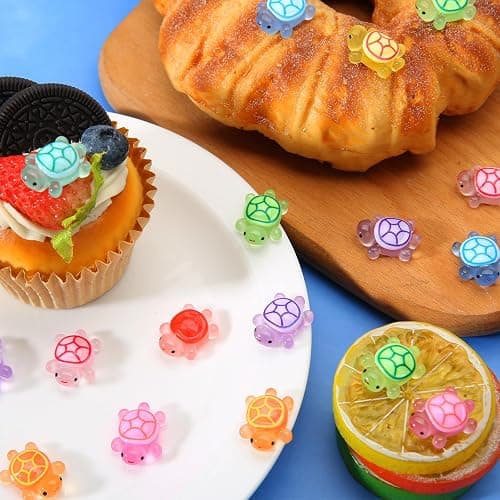 100 Pcs Luminous Mini Resin Turtles, Tiny Sea Turtle Animals to Hide Miniature Figures Glow in the Dark Small Plastic Ocean Animal for Fairy Garden Micro Landscaping Dollhouse Home Decor Party Gifts thumbnail 5