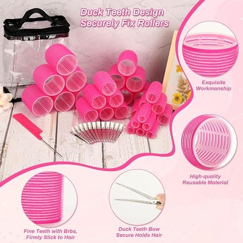 56 Pcs Hair Roller Set for Blowout Look, Long Medium Short Hair Volume; 30Pcs Rollers, 5 Sizes, 24 Pcs Clips, Storage Bag thumbnail 7