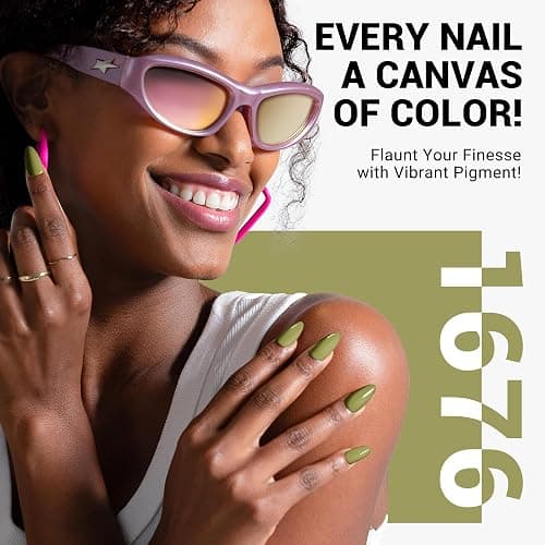 MelodySusie Thick Sage Green Gel Nail Polish,0.5fl oz Nails Soak Off UV LED Grass Gray Green Gel Polish Gift for Women Nail Art Manicure Salon DIY Nail Design Decoration at Home-A1309 thumbnail 4