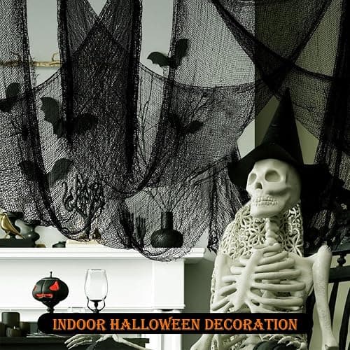 AUXHCYL Halloween Creepy Cloth Decorations, 120 x 600cm Black Spooky Scary Gauze Decor Halloween Decorations for Party Indoor Outdoor thumbnail 7
