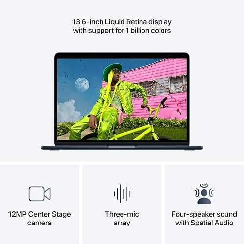 Apple 2026 MacBook Air 13-inch Laptop with M5 chip: Built for AI, 13.6-inch Liquid Retina Display, 16GB Unified Memory, 512GB SSD, 12MP Center Stage Camera, Touch ID, Wi-Fi 7; Midnight thumbnail 5
