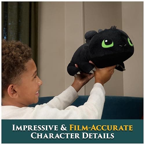 DreamWorks Dragons How to Train Your Dragon, Large Toothless Plush Toy, Stuffed Animal, Movie Merch, Kids Toys, Ages 3 and Up, 18” thumbnail 2