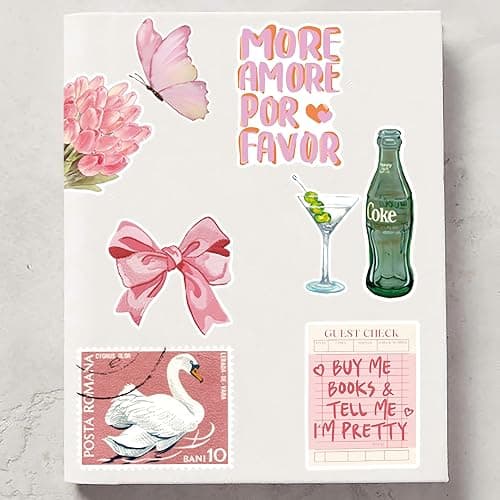 50 Pcs Pink Green Aesthetic Water Bottle Stickers, Stickers for Photo Albums Skateboard Phones Laptop, Vinyl Waterproof Laptop Sticker for Adult Bestie Friend Teens Kids Sister 1 thumbnail 2