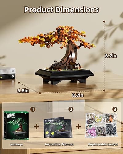 Muiurple 4 in 1 Bonsai Tree Building Set, Four Season Cherry Bonsai Tree Building Kit, Artificial Plant Decor for Home, Desk Greenery, Mother's Day Present, Xmas Gifts for Adults Girls&Boys (529pcs) thumbnail 3