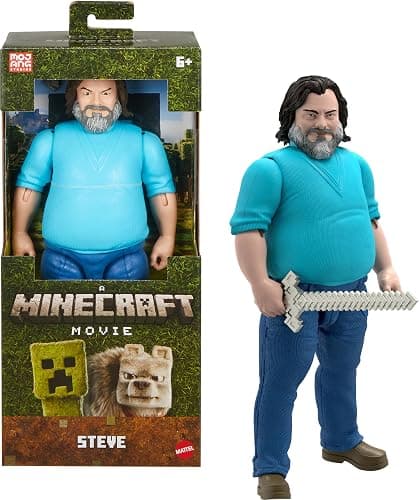 Mattel Minecraft Large-Scale Action Figure, 12-inch Posable Steve Toy Collectible Inspired by A Minecraft Movie - Image 1