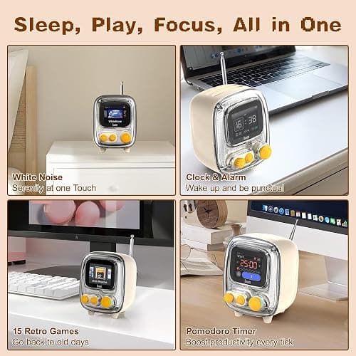Divoom Tiivoo‑2 Pixel Art Bluetooth Speaker Gift with Alarm Clock, FM Radio, White Noise & Pixel Display for Home，Gaming Desk，Bedroom，Kitchen，Outdoor (Beige) thumbnail 3
