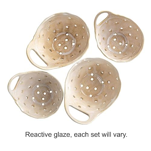 Creative Co-Op Set of 2 Cream Stoneware Colanders thumbnail 5
