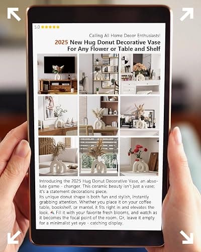 Hug Donut Decorative Vase Set - Modern Nordic Boho Style Vases Home Decor, Matte Ceramic Decorations for Living Room Shelf, Bookshelf Mantle Entryway Table or Console Décor (Cream White) - Cream White thumbnail 4