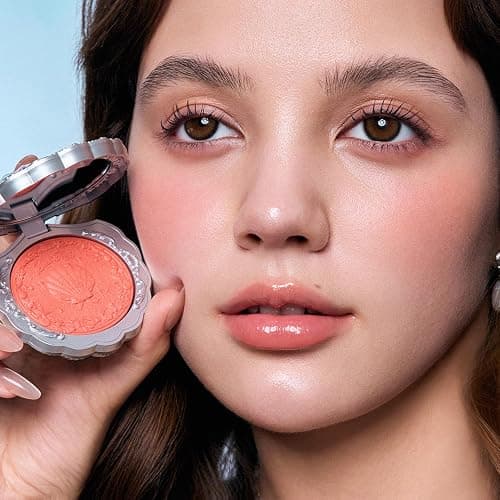 Flower Knows Shell's Jewel Silk Satin Blush,Citrus Glow,Soft Pink Coral with Illuminating Shimmer,Vitamin E Hydrating Silky Powder Blush(01 SunKissed Coral) thumbnail 6