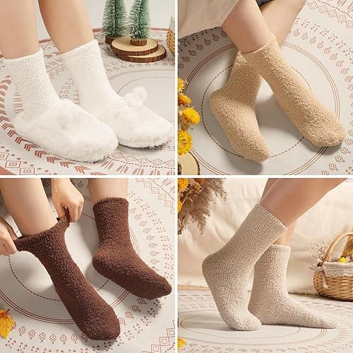 floconssy Fuzzy Socks for Women Gifts, Fluffy Cozy Plush Soft Slipper Socks for Fall Winter Christmas Warm Sleeping Home 5/6 Pairs thumbnail 3
