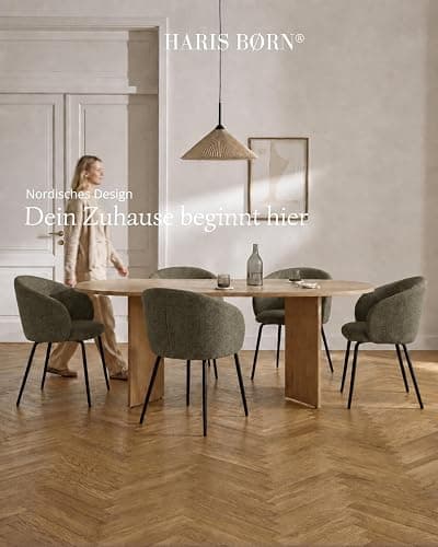 Haris Børn® Esszimmerstühle (6er Set) Grün - Bequeme Polster Esszimmerstühle mit Armlehne - Premium Esstisch Stühle & Wohnzimmer Stühle - Moderne Esszimmerstühle 30 Tage risikofrei testen thumbnail 7