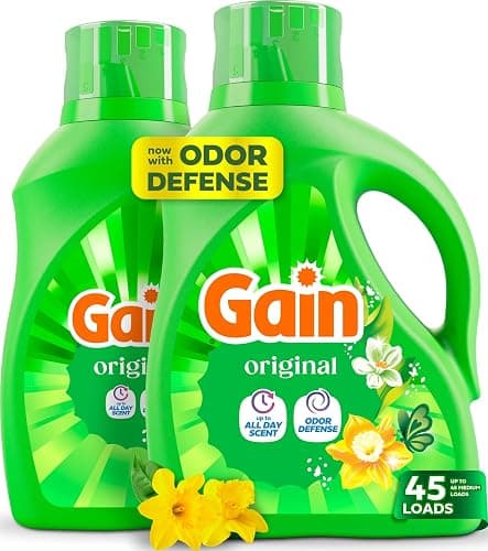 Gain Liquid Laundry Detergent with Odor Defense, Original Scent, Laundry Soap For HE Washing Machines, 60 fl oz, 45 Loads, Pack of 2 (Packaging May Vary) - Image 1